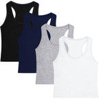 Women's Racerback Sports Crop Tank Top Black/White/Grey/Dark Blue