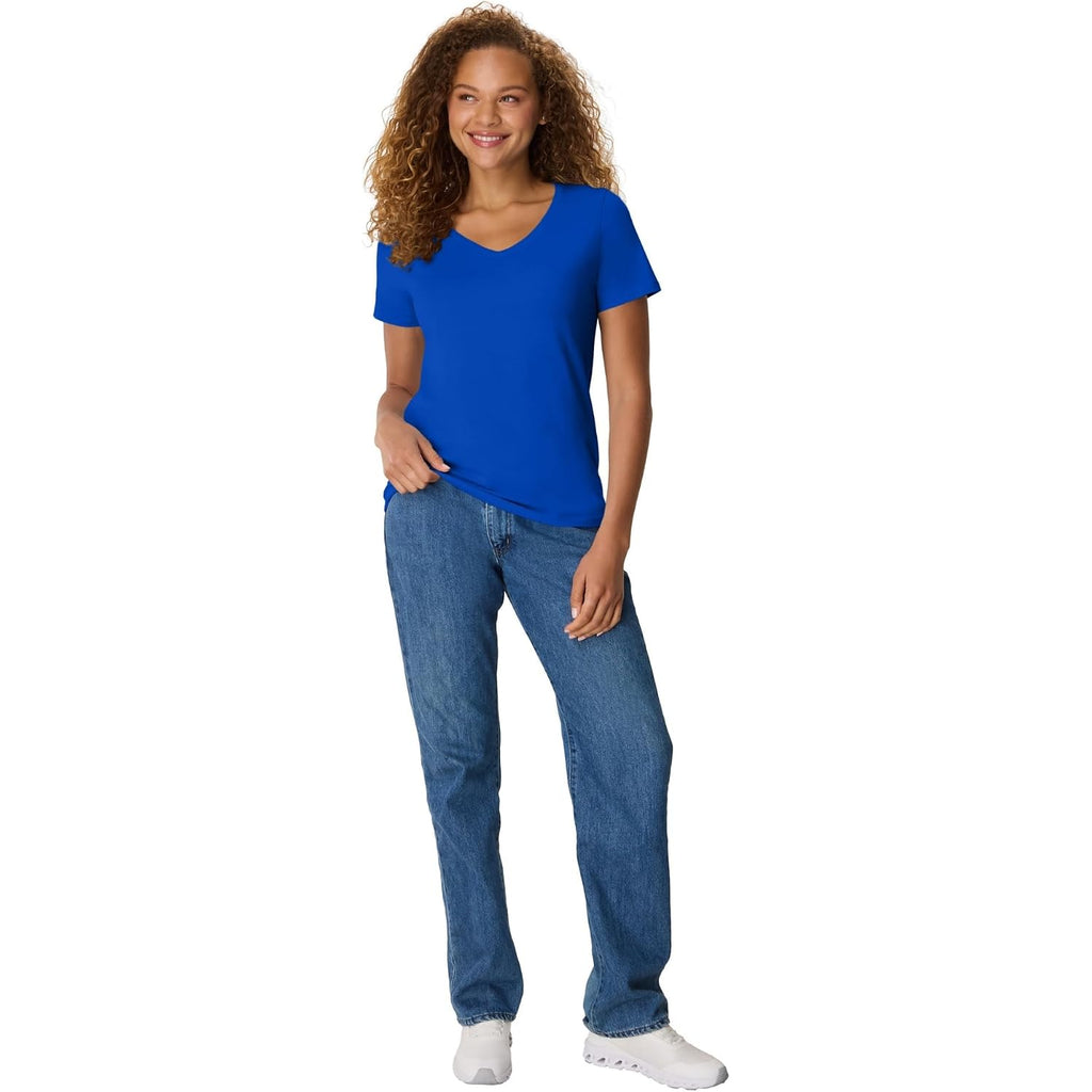 Hanes Women's Perfect-T V-neck T-shirt, Cotton Short Sleeve Tee for Women, 1 or 2-Pack