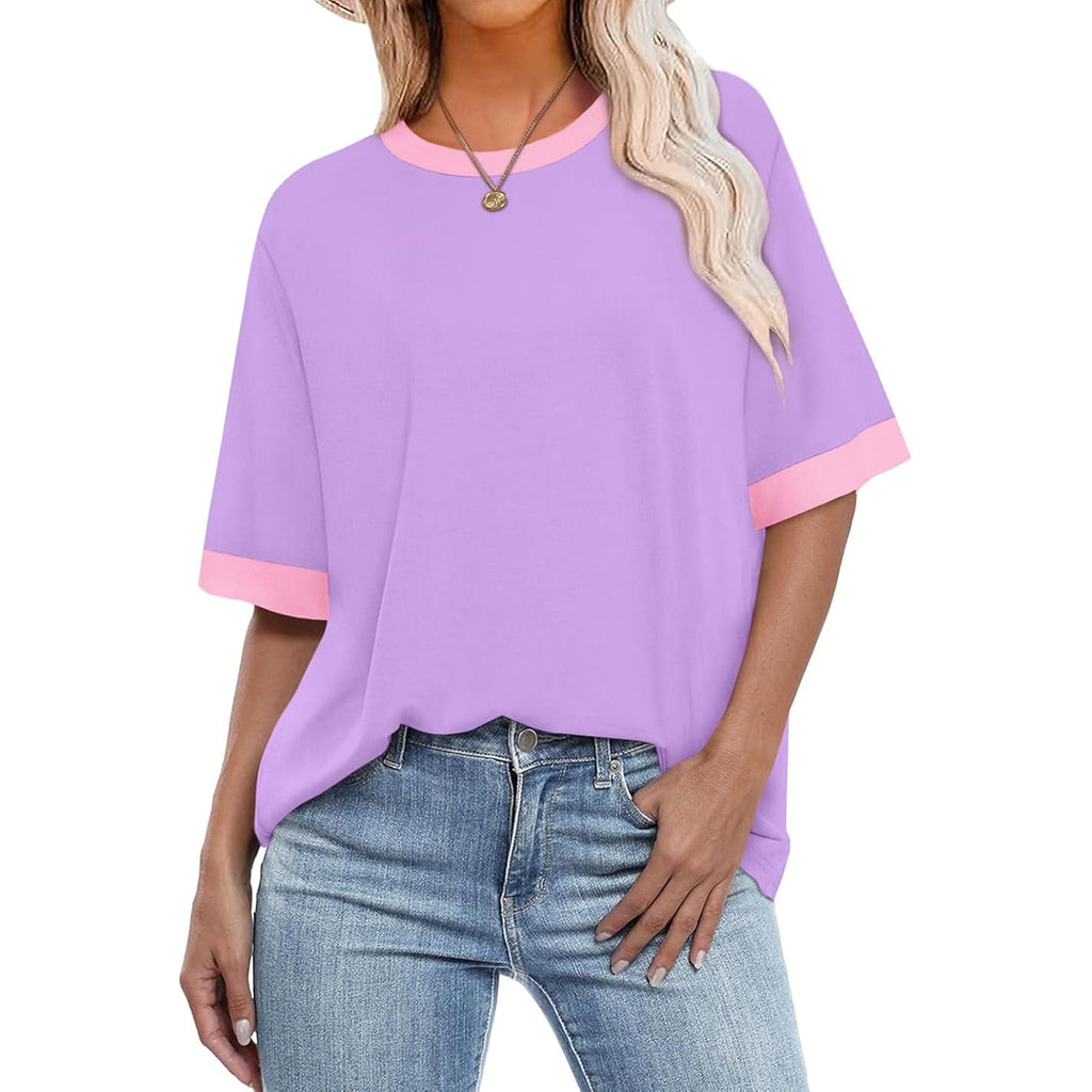 OFEEFAN Summer Tops for Women 2026 Short Sleeve Shirts Dressy Casual Crew Neck Tshirts Fashion