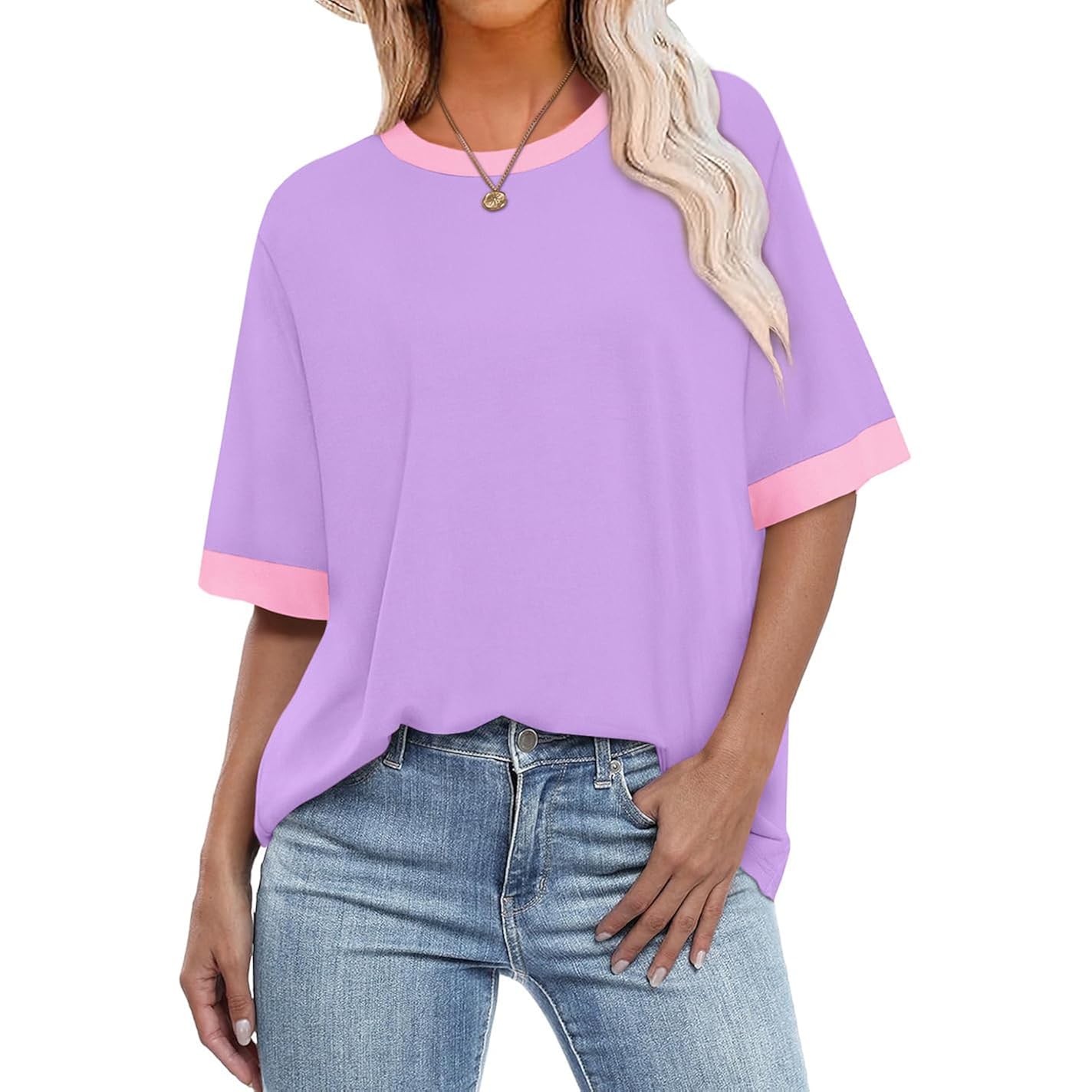 OFEEFAN Summer Tops for Women 2026 Short Sleeve Shirts Dressy Casual Crew Neck Tshirts Fashion