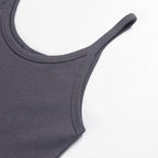 Women's Ribbed Scoop Neck Tank Top Short Charcoal Grey