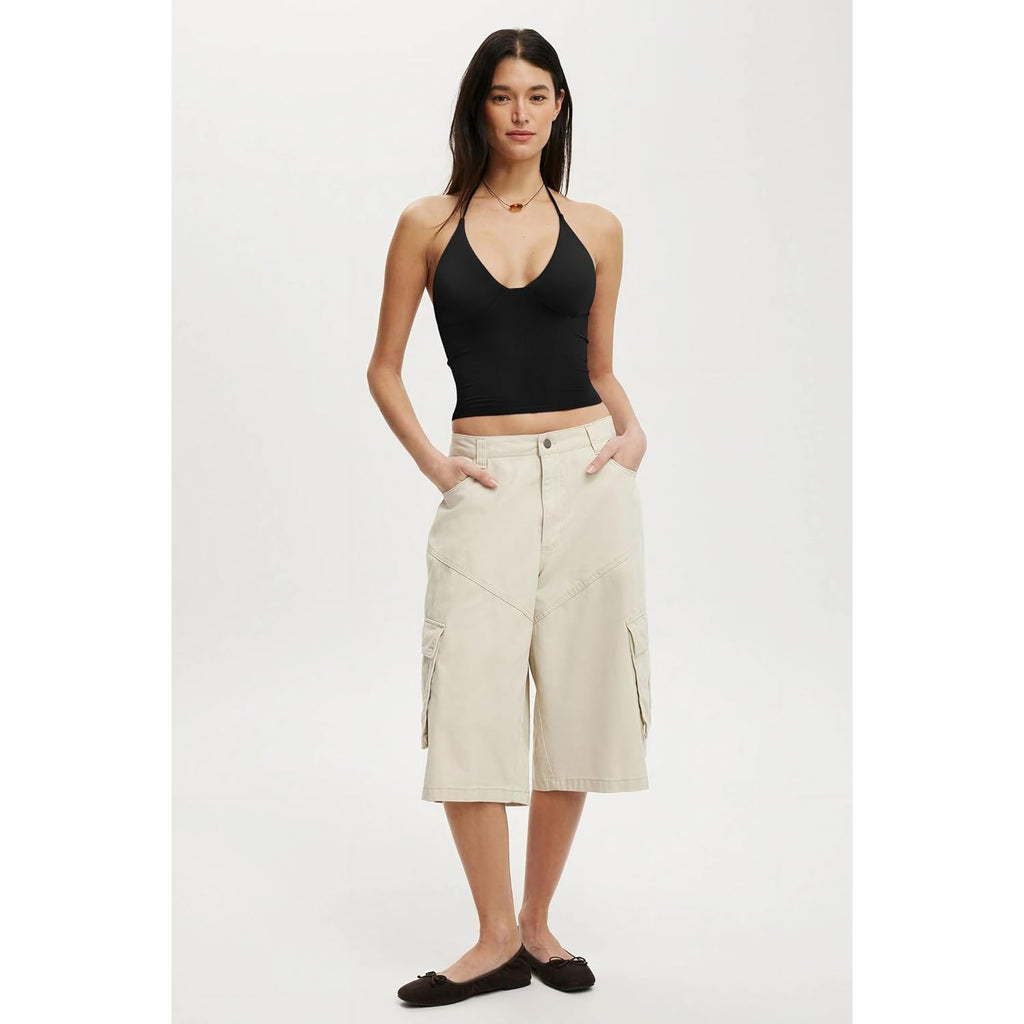 SUUKSESS Women Double Lined Halter Tank Top Summer Padded Going Out Tops Sleeveless Basic Shirts