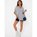 Trendy Queen Plus Size Oversized V Neck Tshirt Breathable Workout Wear