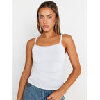 Trendy Queen Womens Adjustable Camisole Sleeveless Square Neck Spaghetti Strap Tank Tops Basic Shirt