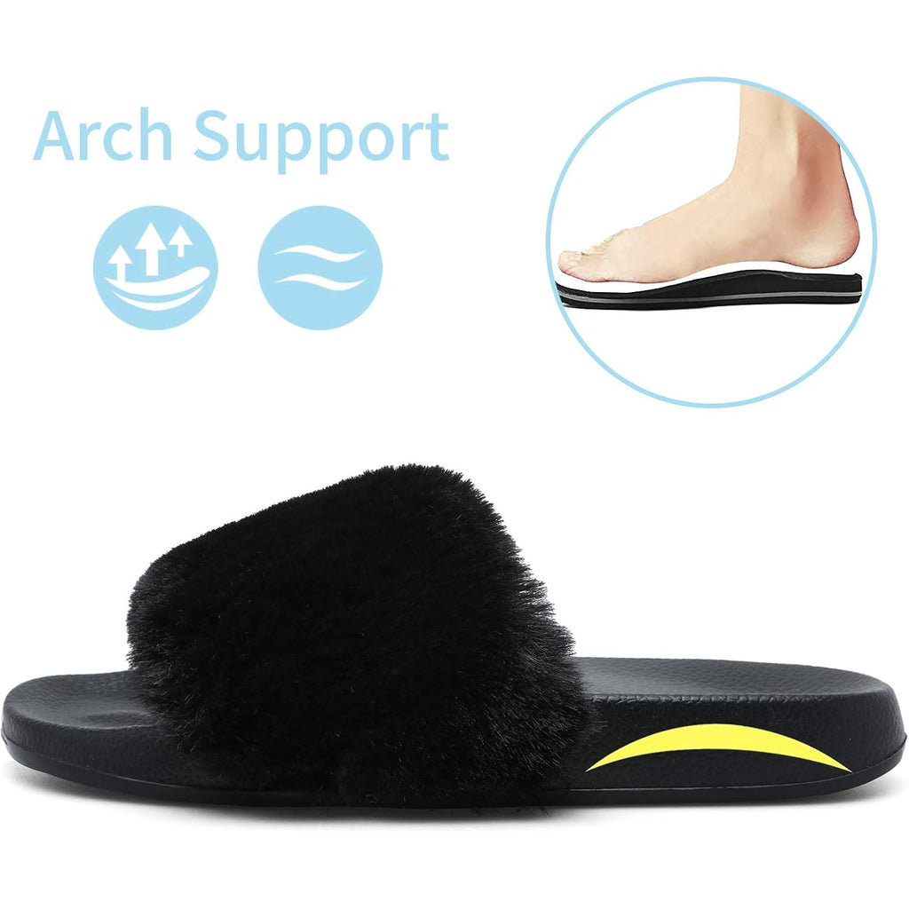 Women's Slippers Fuzzy Black