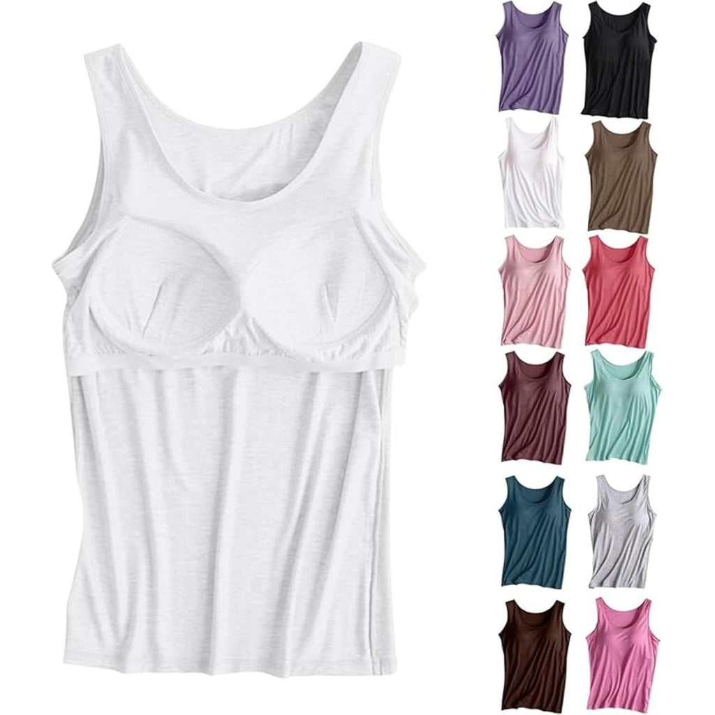 Tank Tops with Built In Bras - Women Padded Sports Cami Shirts Workout Yoga Camisole Tops Casual Comfy Undershirt