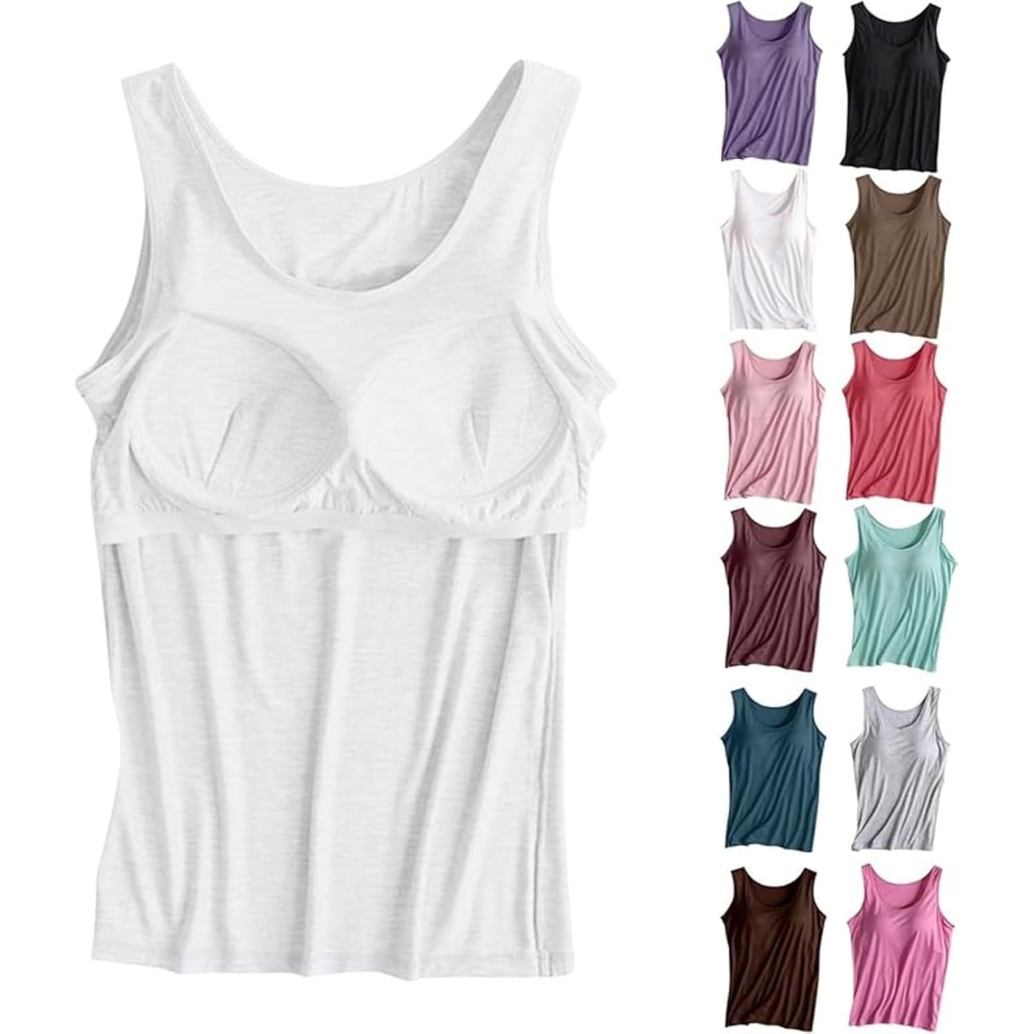 Tank Tops with Built In Bras - Women Padded Sports Cami Shirts Workout Yoga Camisole Tops Casual Comfy Undershirt