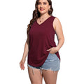 CARROTMOB Plus Size Sleeveless Tops Women Casual Summer Sleeveless Loose Fit V Neck Ladies Basic Tshirt