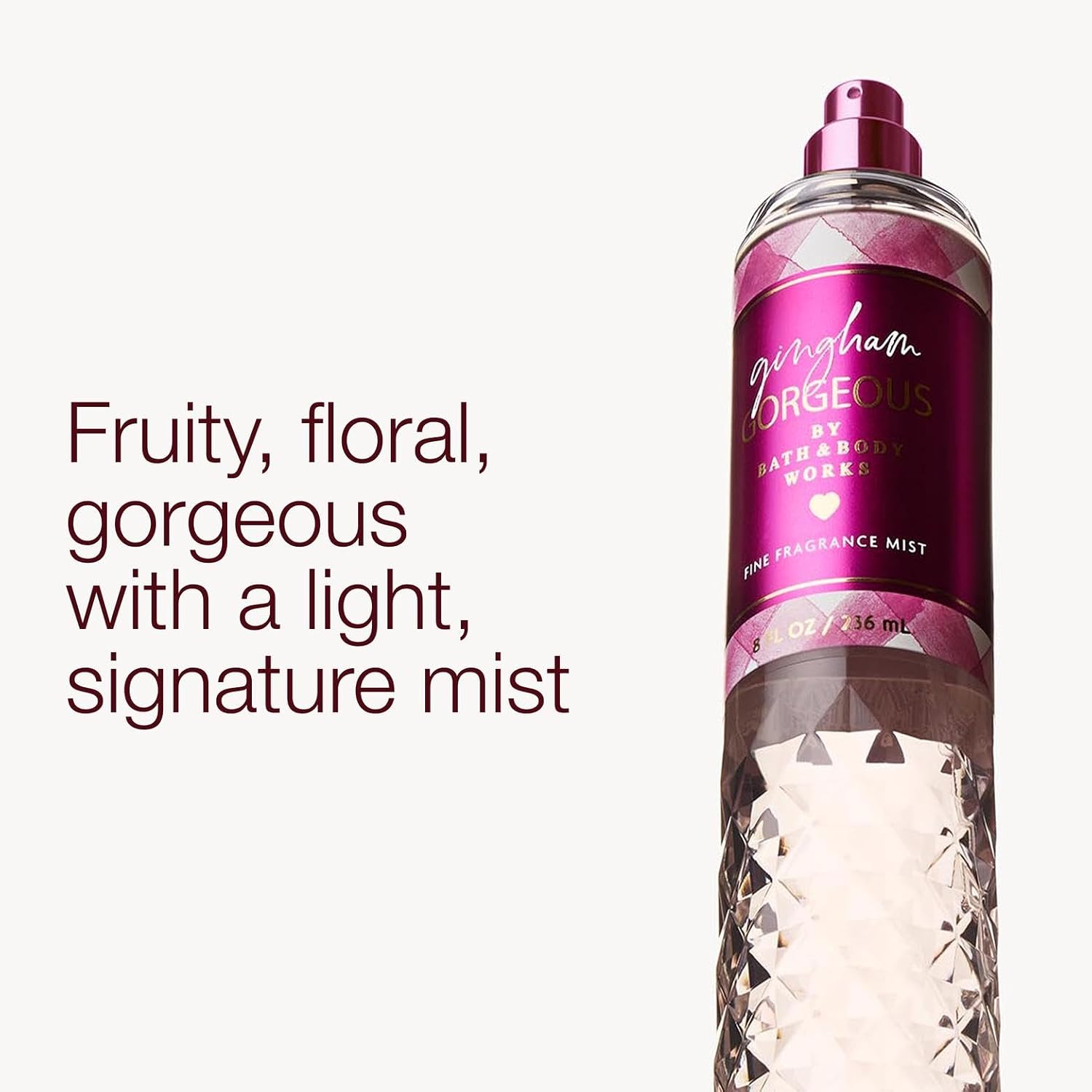 Bath & Body Works Gingham Gorgeous Fine Fragrance Mist, Body Spray & Perfume for Women, Long-Lasting Personal Fragrance – Pink Strawberries, Peony Blooms, and Peach Nectar Scent, 8 fl oz - 1 Pack