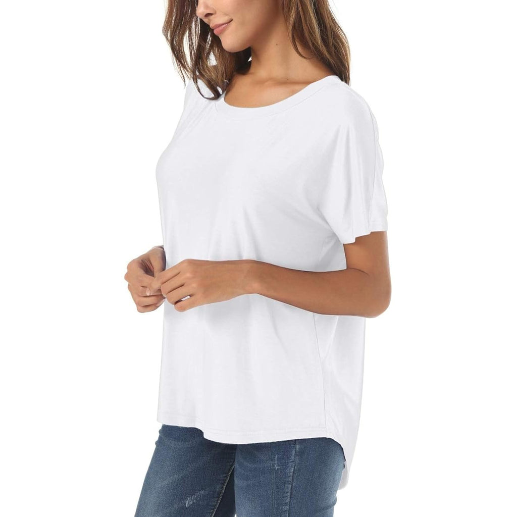 Women's Loose Fit Crew Neck Tunic Top White