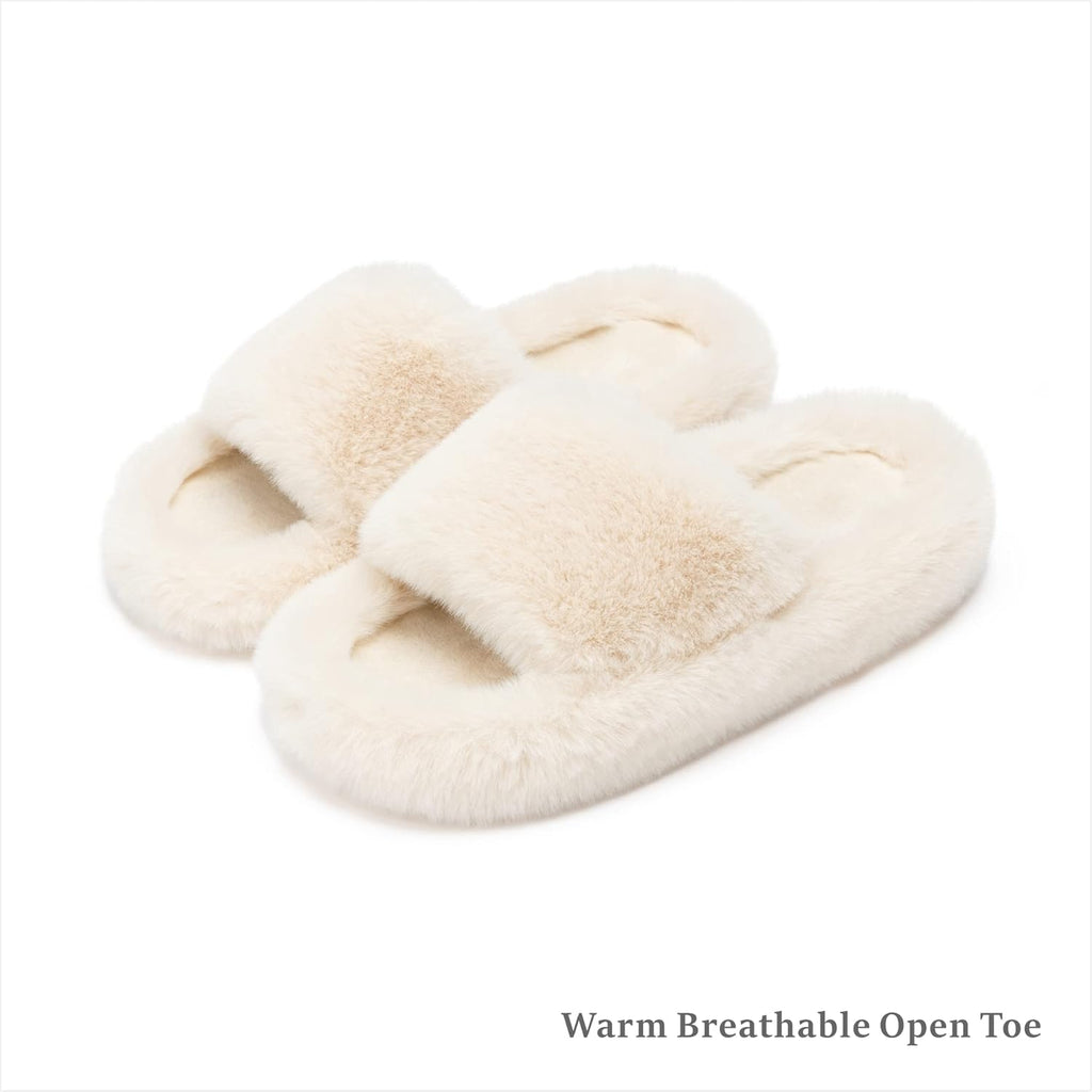Women's Slippers Fur Beige