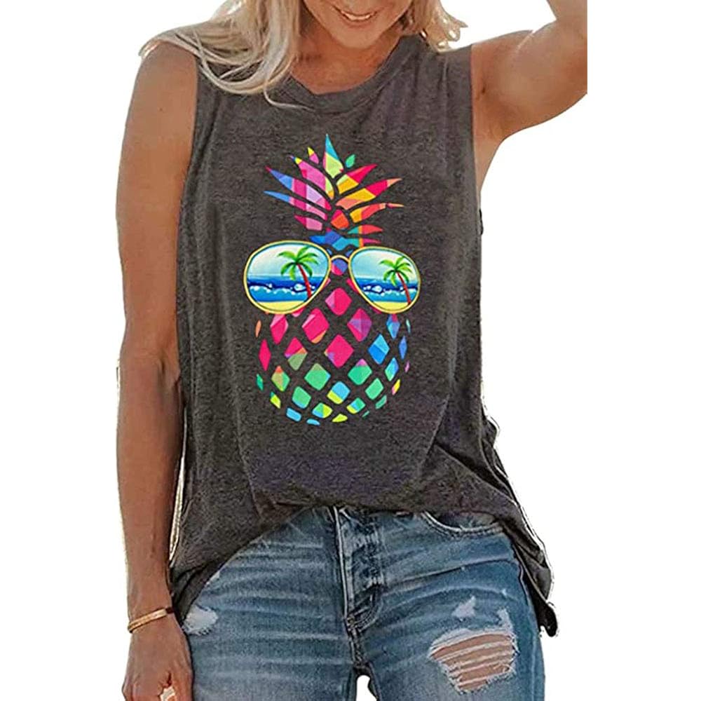 Womens Tank Tops Summer T Shirts Sleeveless Casual Loose Tunic Blouses 2026