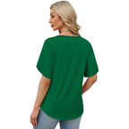 WIHOLL Womens Summer Tops Short Petal Sleeve Shirts Fashion V Neck Womens Clothing