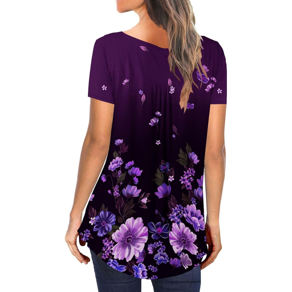 Women's Leggings Fit Tunic Top Purple Print