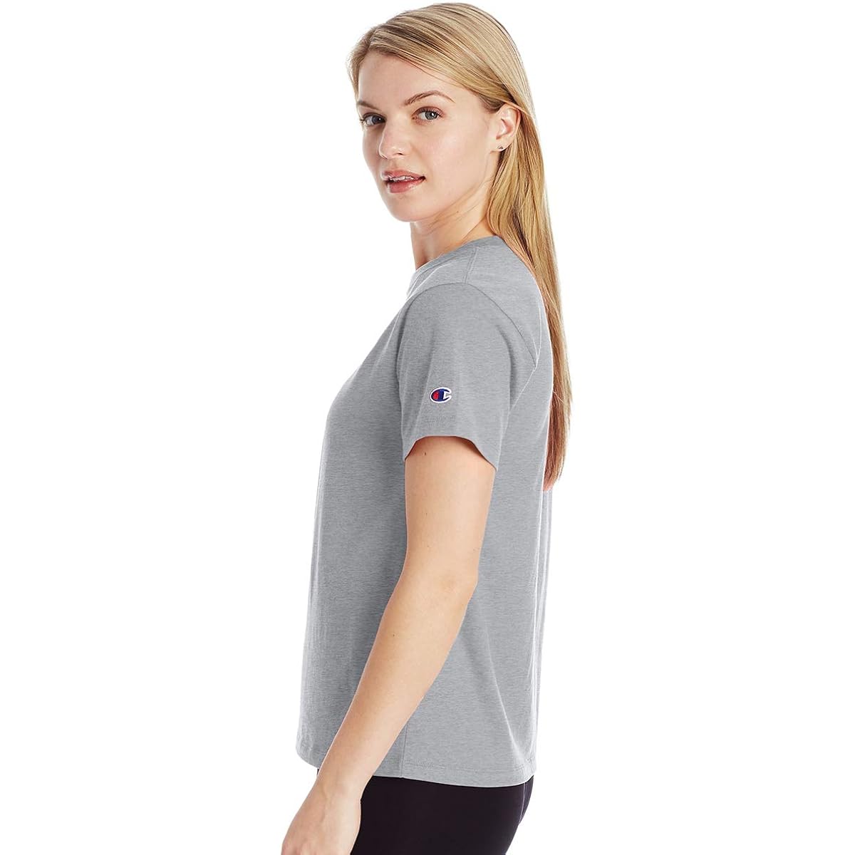 Champion Women’s Classic Short Sleeve Graphic T-Shirt, Standard Fit, Script Logo