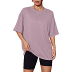 Kinglaman 5 Pack Womens Oversized T Shirts Crew Neck Loose Fit Short Sleeve Tshirts Summer Workout Plus Size Tee Tops