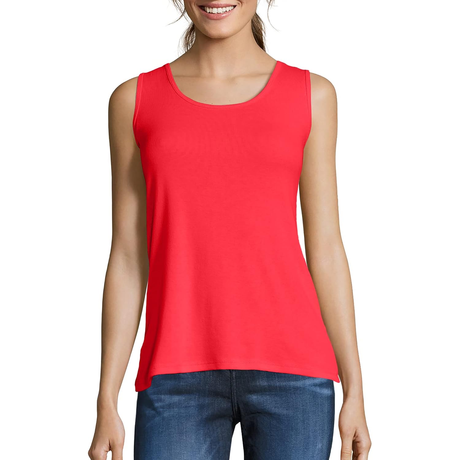 Hanes Women's Shirts, Women’s Mini-Ribbed Cotton Tank Tops, Women’s Sleeveless T-Shirts, Women’s Tanks
