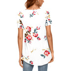 Women's Loose Fit Casual Tunic Top White Floral