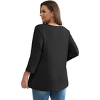 Women's Babydoll V-Neck Tunic Top Black