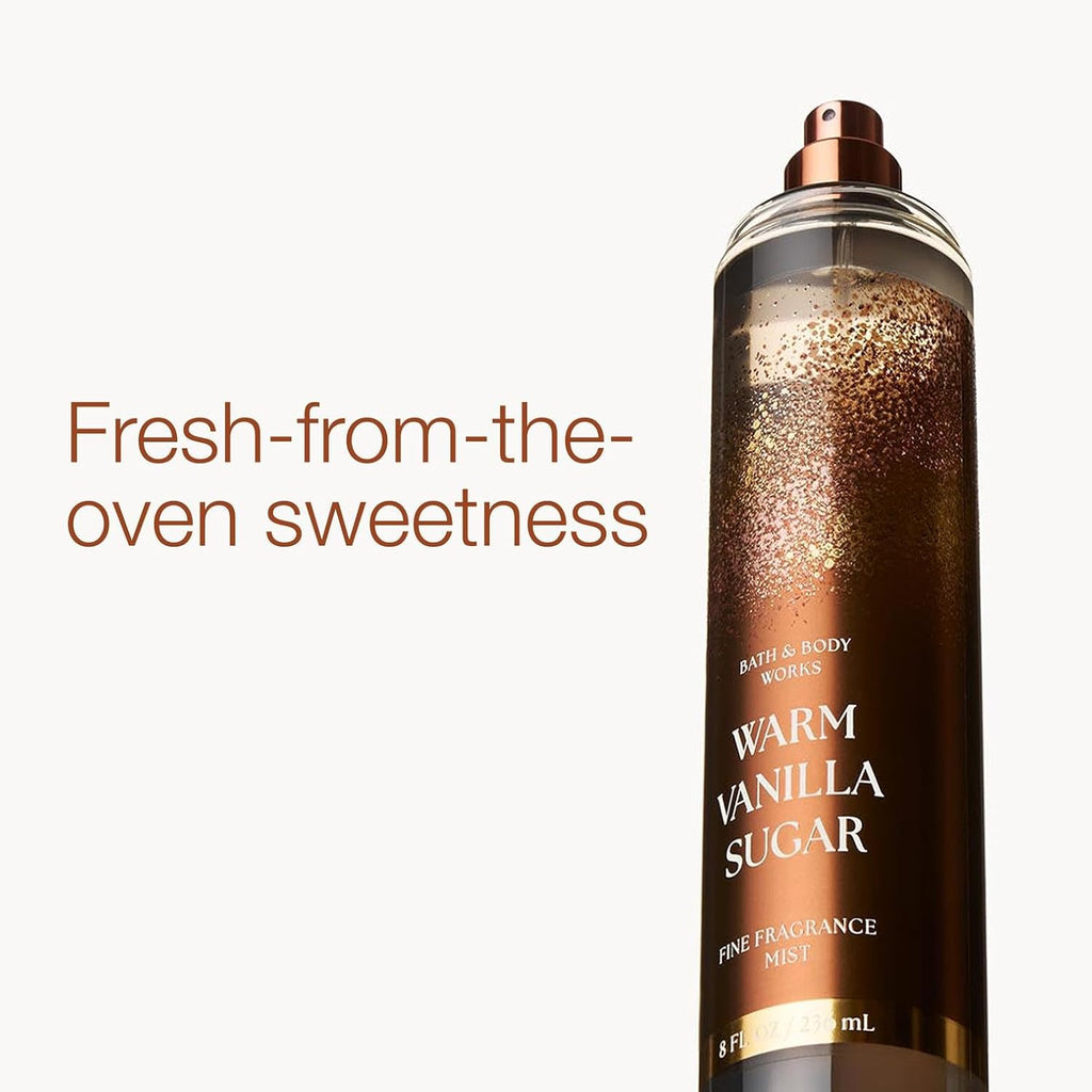 Bath & Body Works Warm Vanilla Sugar Fine Fragrance Mist, Body Spray & Perfume for Women, Long-Lasting Personal Fragrance, Sparkling Sugar and Sweet Vanilla Scent, 8 fl oz - 2 Pack