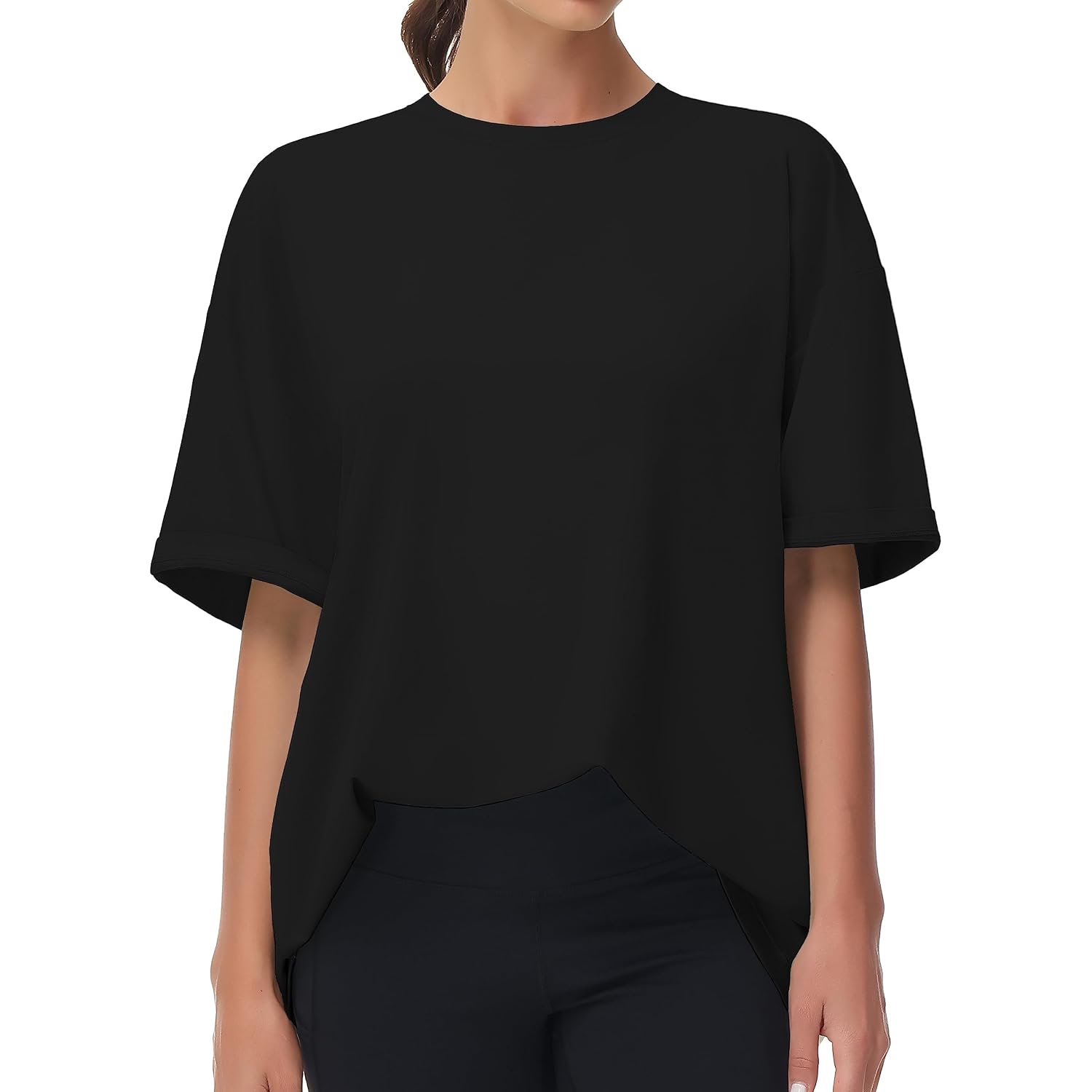 THE GYM PEOPLE Women's Casual Oversized T-Shirts Summer Crewneck Short Sleeve Workout Basic Tee Tops