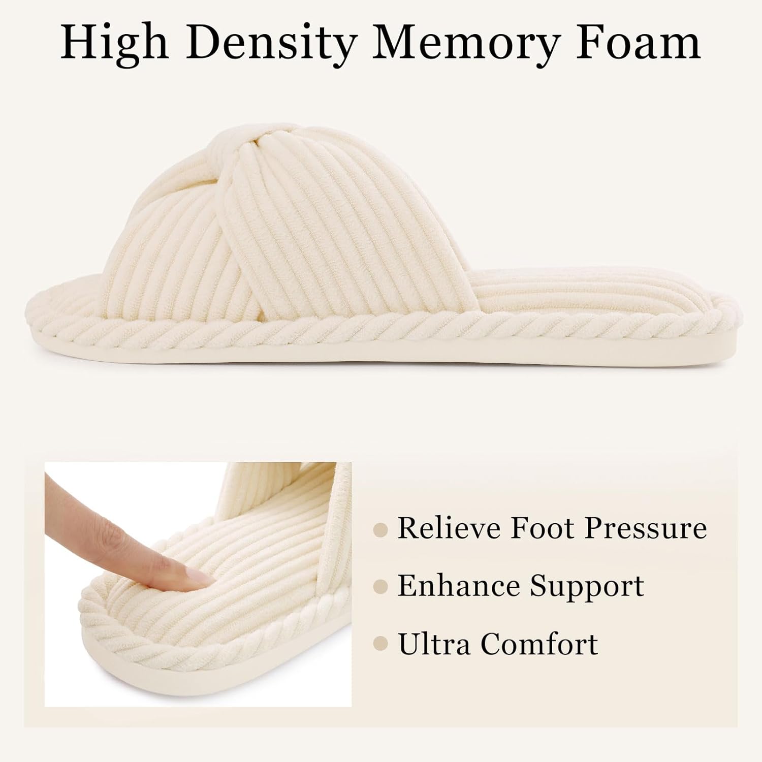 Women's Slippers Corduroy Beige