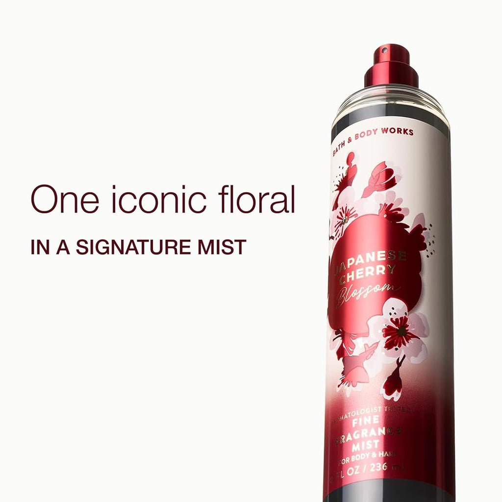 Bath & Body Works Japanese Cherry Blossom Fine Fragrance Mist, Body Spray & Perfume for Women, Long-Lasting Personal Fragrance, Iconic Floral Scent, 8 fl oz - 1 Pack