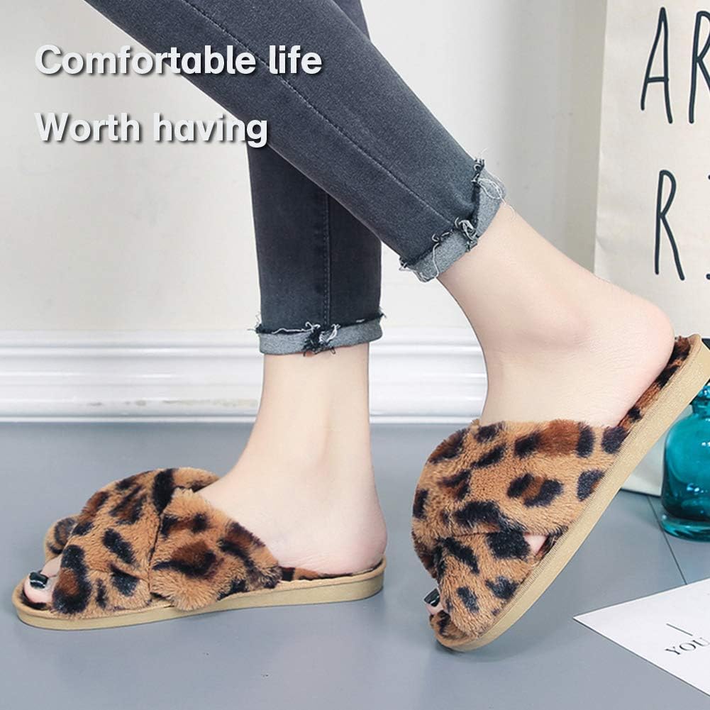 Women's Slippers Crossband Brown Leopard