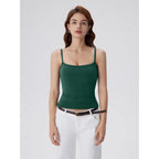 SUUKSESS Women Built in Bra Tank Tops Double Line Going Out Basic Square Neck Camisole Top