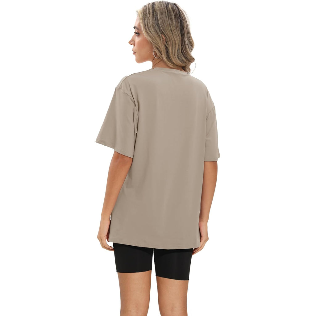 Kinglaman 4 Pack Oversized TShirts for Women, Short Sleeve Drop shoulders Plus Size Baggy Dry Fit T Shirts Tops Tees