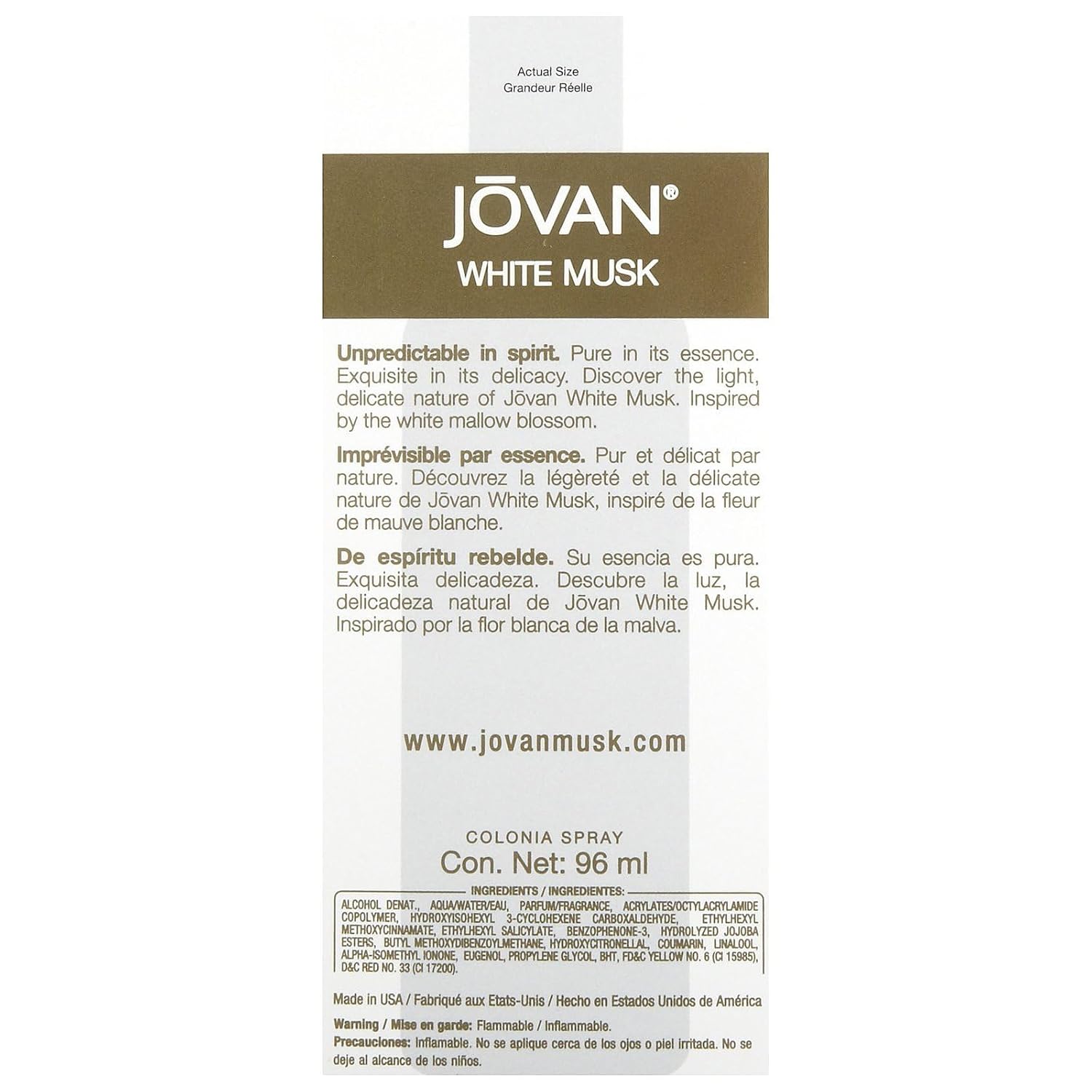 Jovan White Musk By Jovan For Women. Cologne Spray 3.25 Oz.