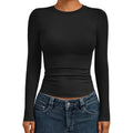 AUTOMET Womens Crew Neck Long Sleeve Slim Fit Compression Underscrubs Tops