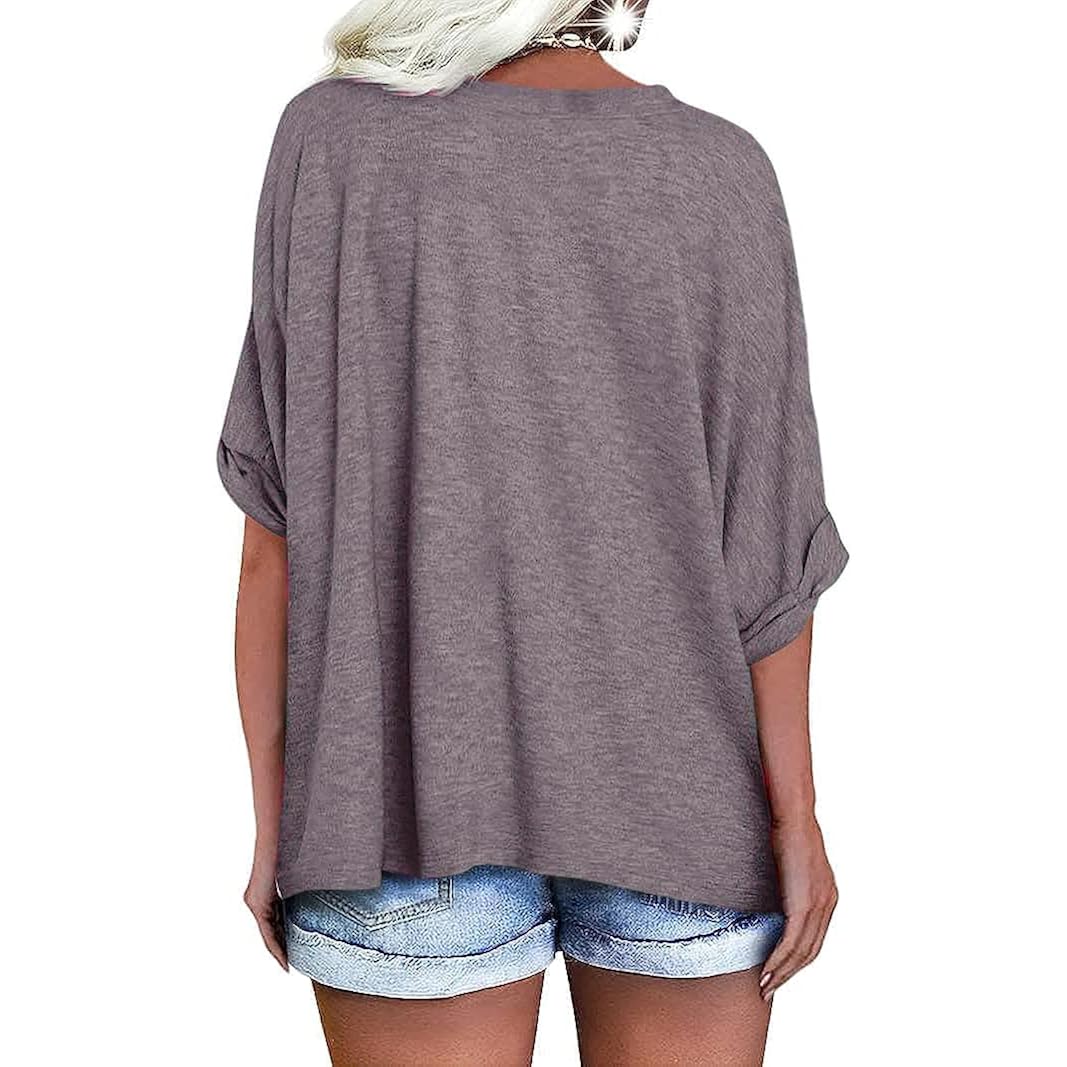 UNCLECAT Women's V Neck Oversized T-Shirts Summer Short Sleeve Shirts Loose Casual Tops Tee