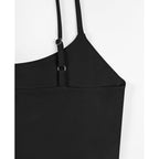 Women's Double Lined Camisole Tank Top Black
