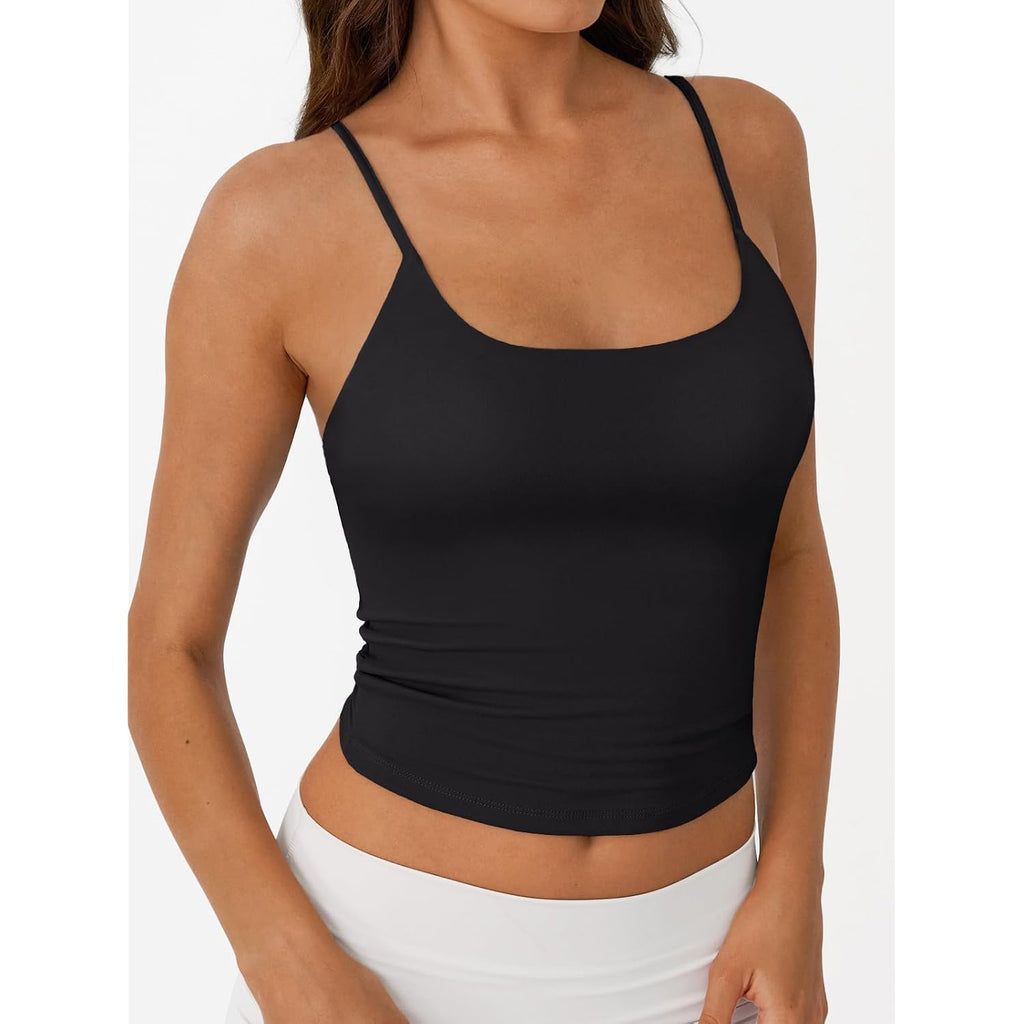 Trendy Queen Womens Summer Double Lined Adjustable Spaghetti Strap Tank Top