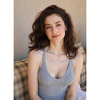 Women's Ribbed V-Neck Tank Top Grey