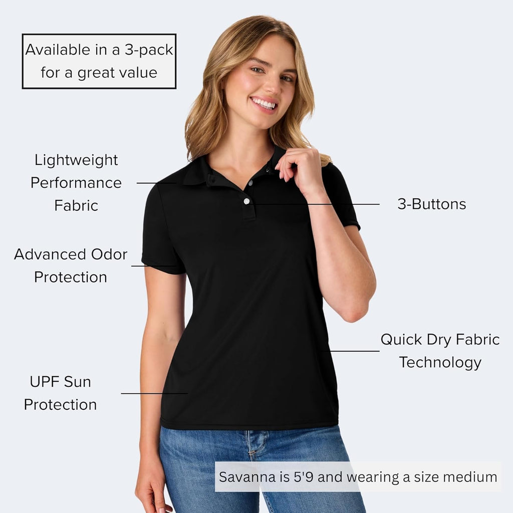 Women's Cool DRI Polo Shirt Black/White/Gray