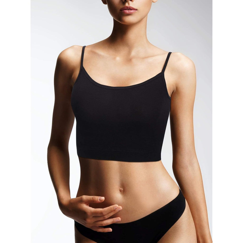 Women's Spaghetti Strap Crop Tank Top Black/White/Grey