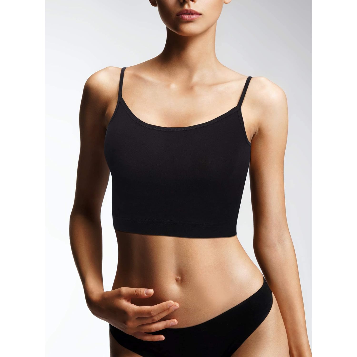 Women's Spaghetti Strap Crop Tank Top Black/White/Grey