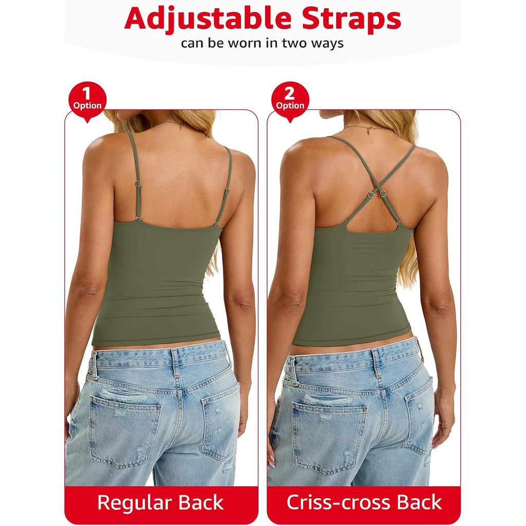 EasyGala Womens Padded Cami Tank Tops Double Lined Spaghetti Strap Built in Bra Shirts Slim Fitted Basic Summer Cloth 2026