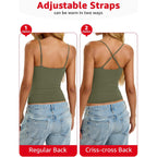 EasyGala Womens Padded Cami Tank Tops Double Lined Spaghetti Strap Built in Bra Shirts Slim Fitted Basic Summer Cloth 2026