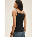 Women's High Square Neck Tank Top Black
