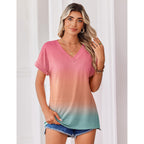 Zeagoo Womens Summer Tops Rolled Short Sleeve V Neck Shirts Casual Dressy Business Work Blouses Outfits