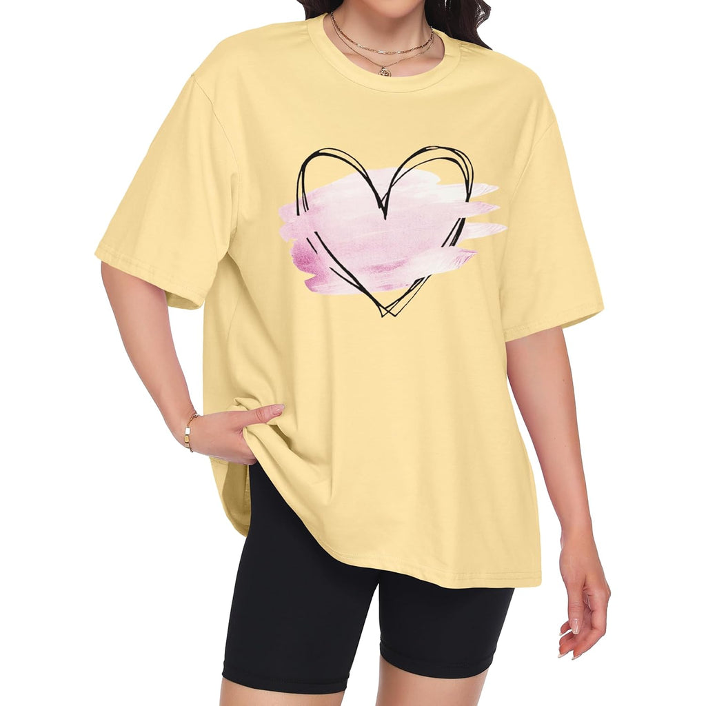 ADOREJOY Oversized Tshirts for Women Crewneck Summer Graphic Tees Short Sleeve Loose Basic Tops 2026