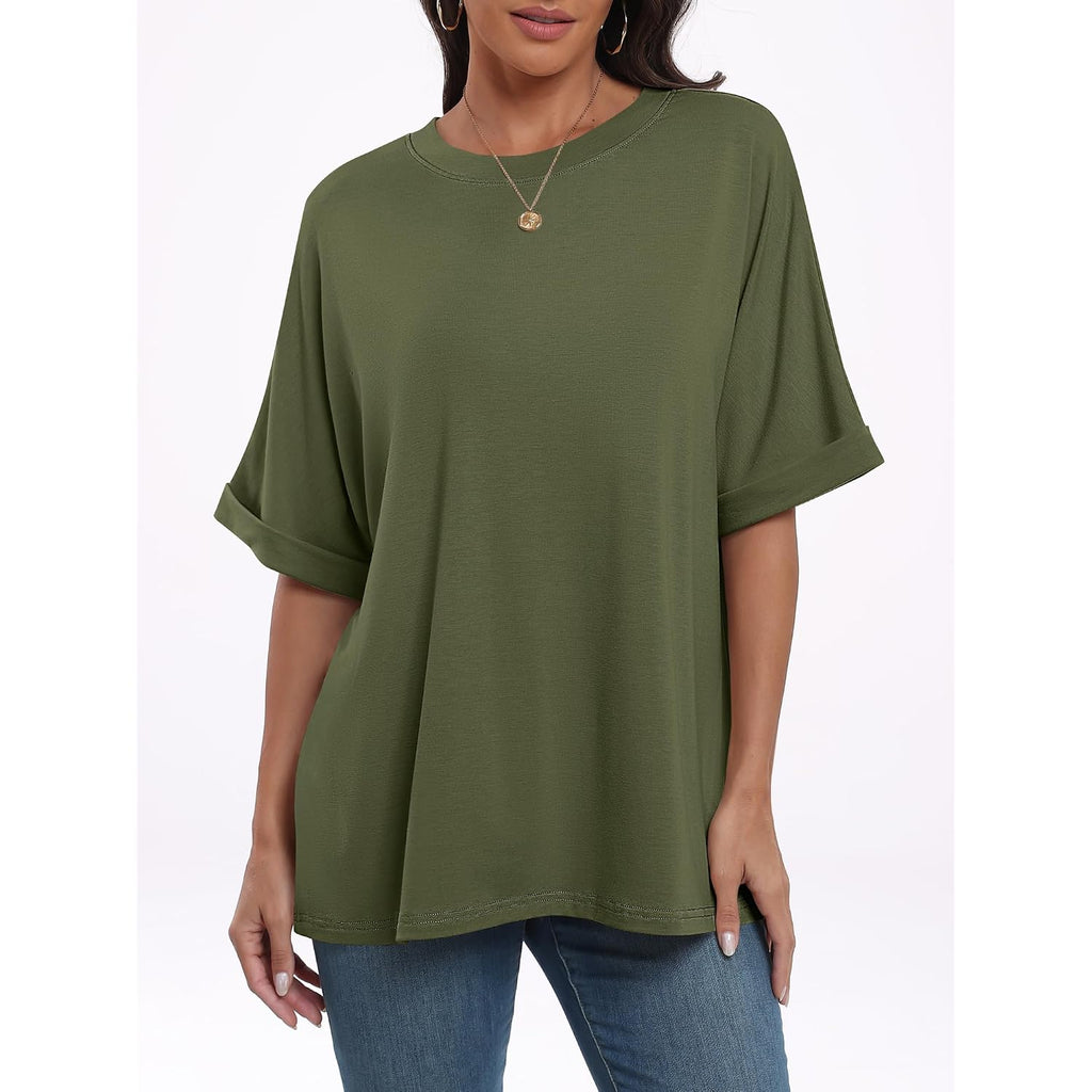 ANRABESS Womens Tops Oversized T Shirts Short Sleeve Crewneck Summer Casual Loose Basic Tee Shirt 2026 Trendy Fashion Clothes