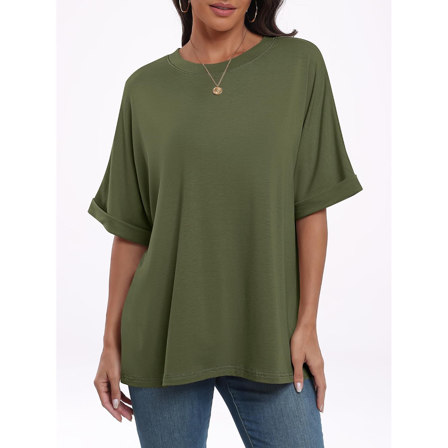 ANRABESS Womens Tops Oversized T Shirts Short Sleeve Crewneck Summer Casual Loose Basic Tee Shirt 2026 Trendy Fashion Clothes