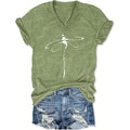 Women's T-Shirts V-Neck Dragonfly Tee Cute Summer Graphic Shirts Vintage Boho Flowers Short Sleeve T Shirt