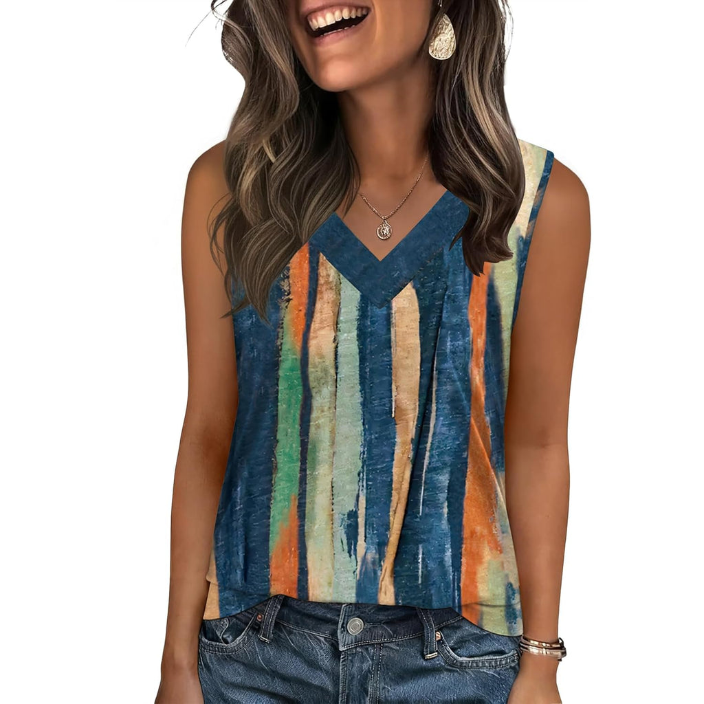 Women's Loose Fit V-Neck Tank Top Multicolor