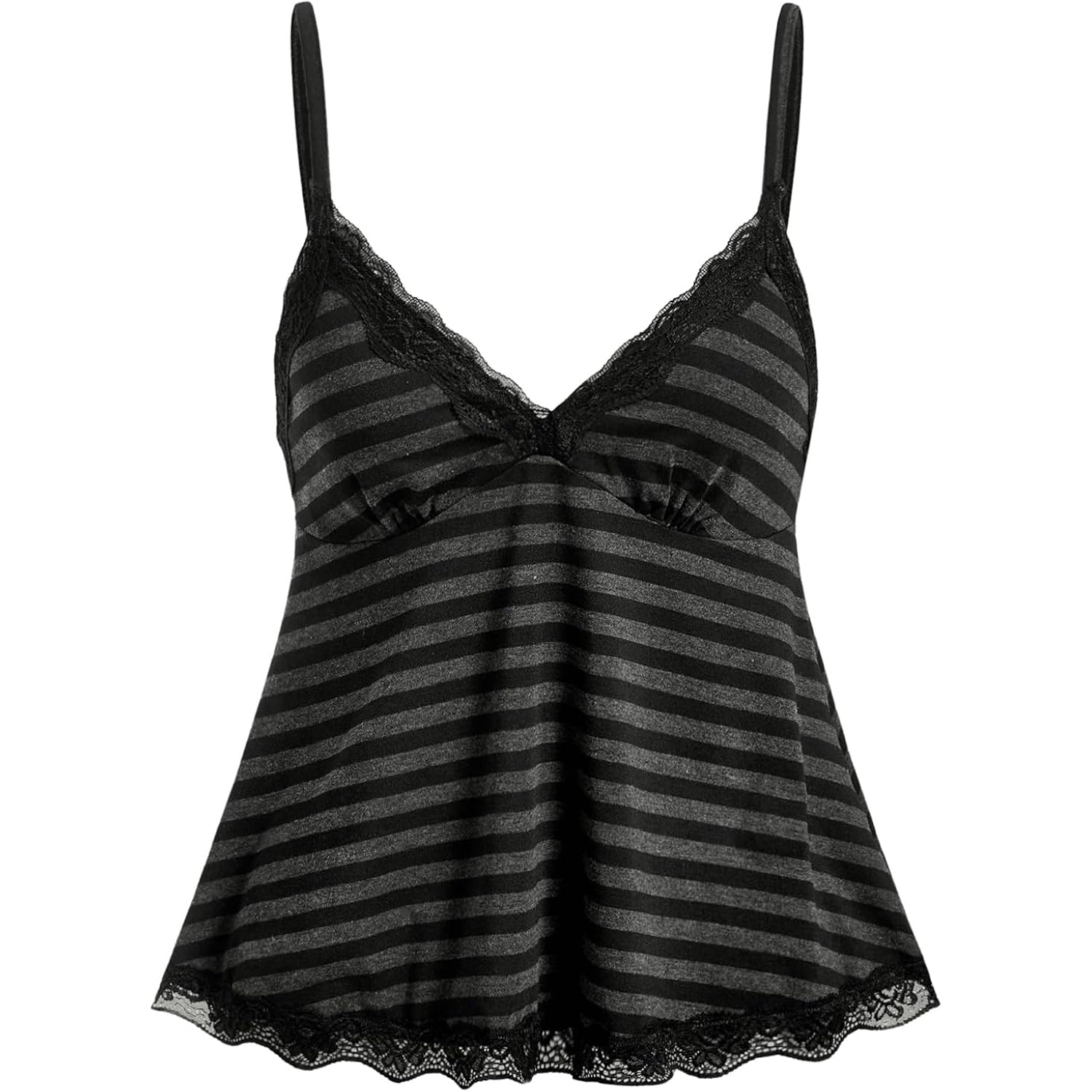 SOLY HUX Womens Y2K Lace Cami Sleeveless Striped Spaghetti Strap Camisole Gothic Babydoll Tops