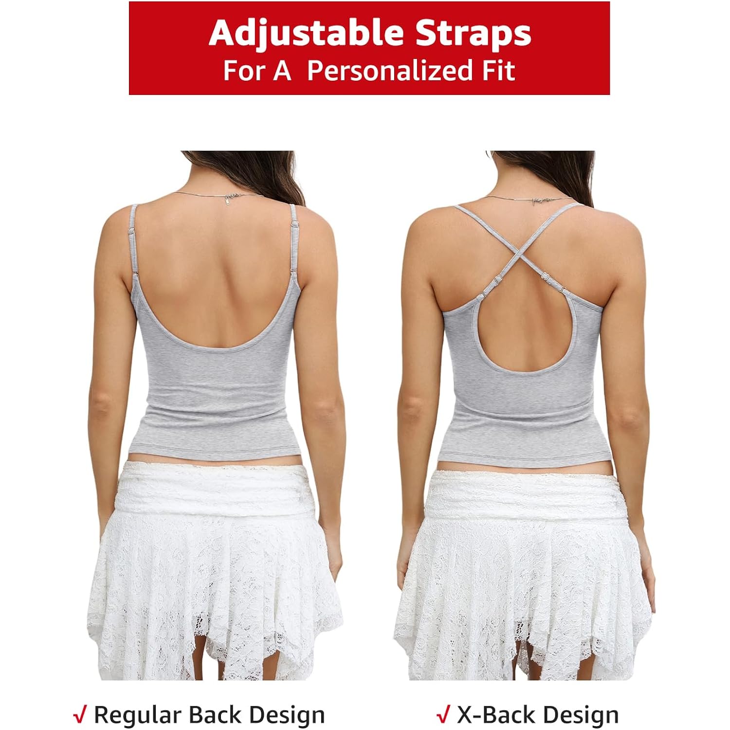EasyGala Womens Cotton Scoop Neck Tank Top Adjustable Spaghetti Strap Camisole Basic Summer Fitted Backless Shirts 2026